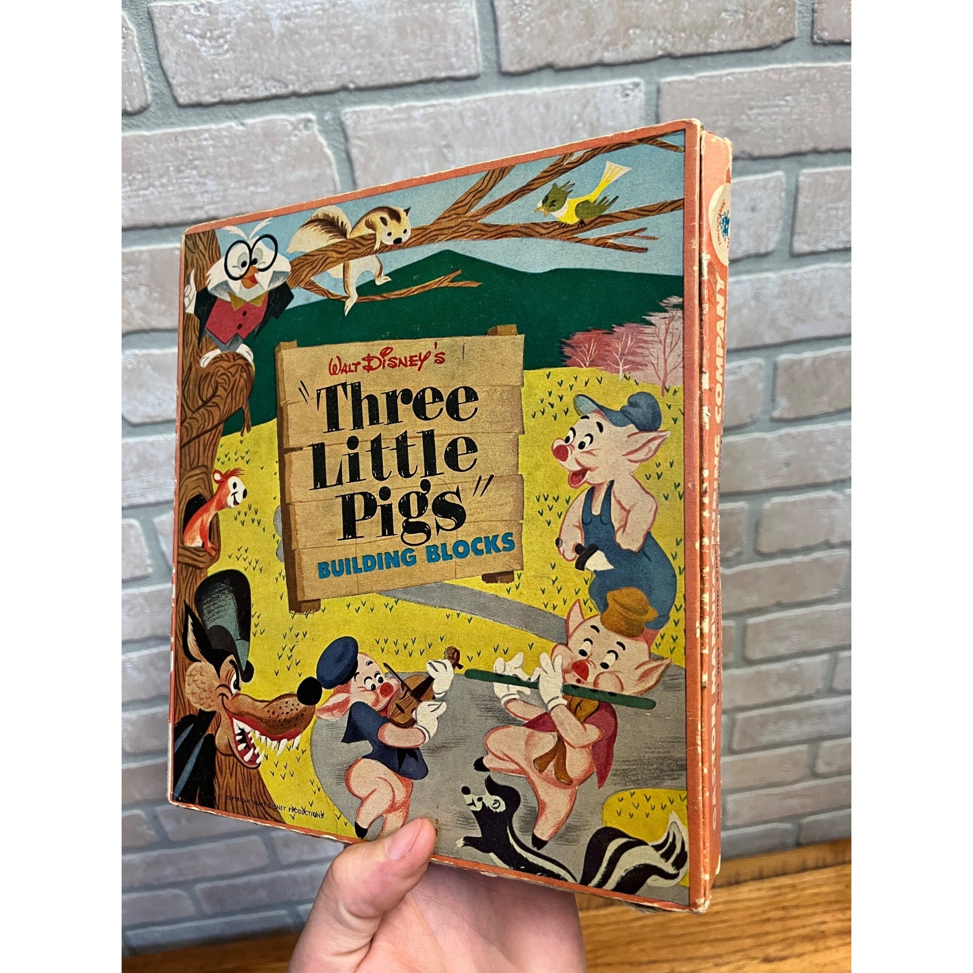 Vintage Walt Disney's Three Little Pigs Building Blocks Set Gaston Manufacturing Company, Cincinnati, Ohio