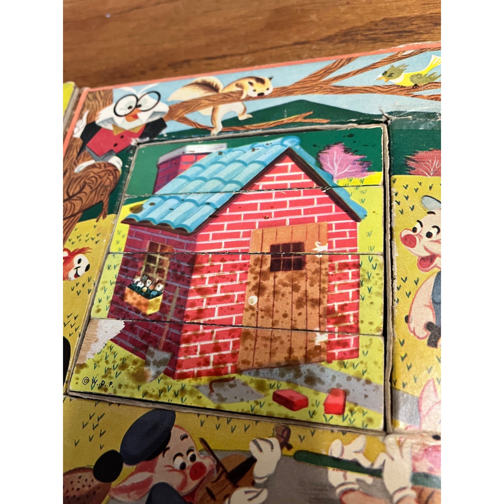 Vintage Walt Disney's Three Little Pigs Building Blocks Set Gaston Manufacturing Company, Cincinnati, Ohio