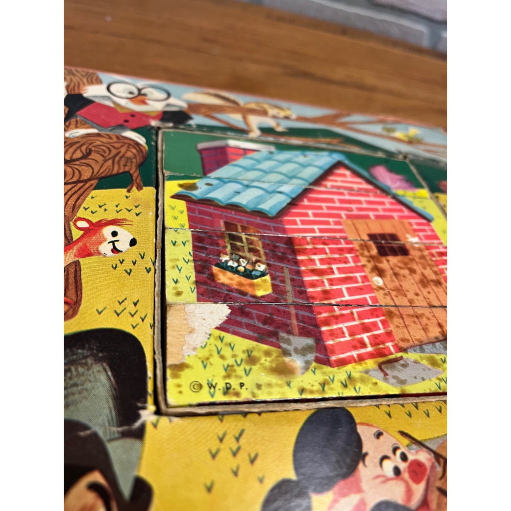 Vintage Walt Disney's Three Little Pigs Building Blocks Set Gaston Manufacturing Company, Cincinnati, Ohio