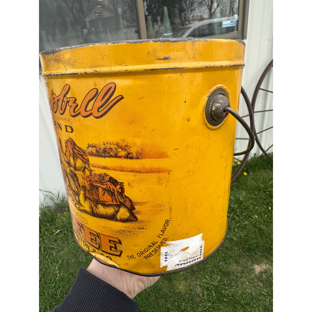 Antique Campbell Holton & Co. Coffee Camels 4lb Tin Pail Advertising Bloomington IL