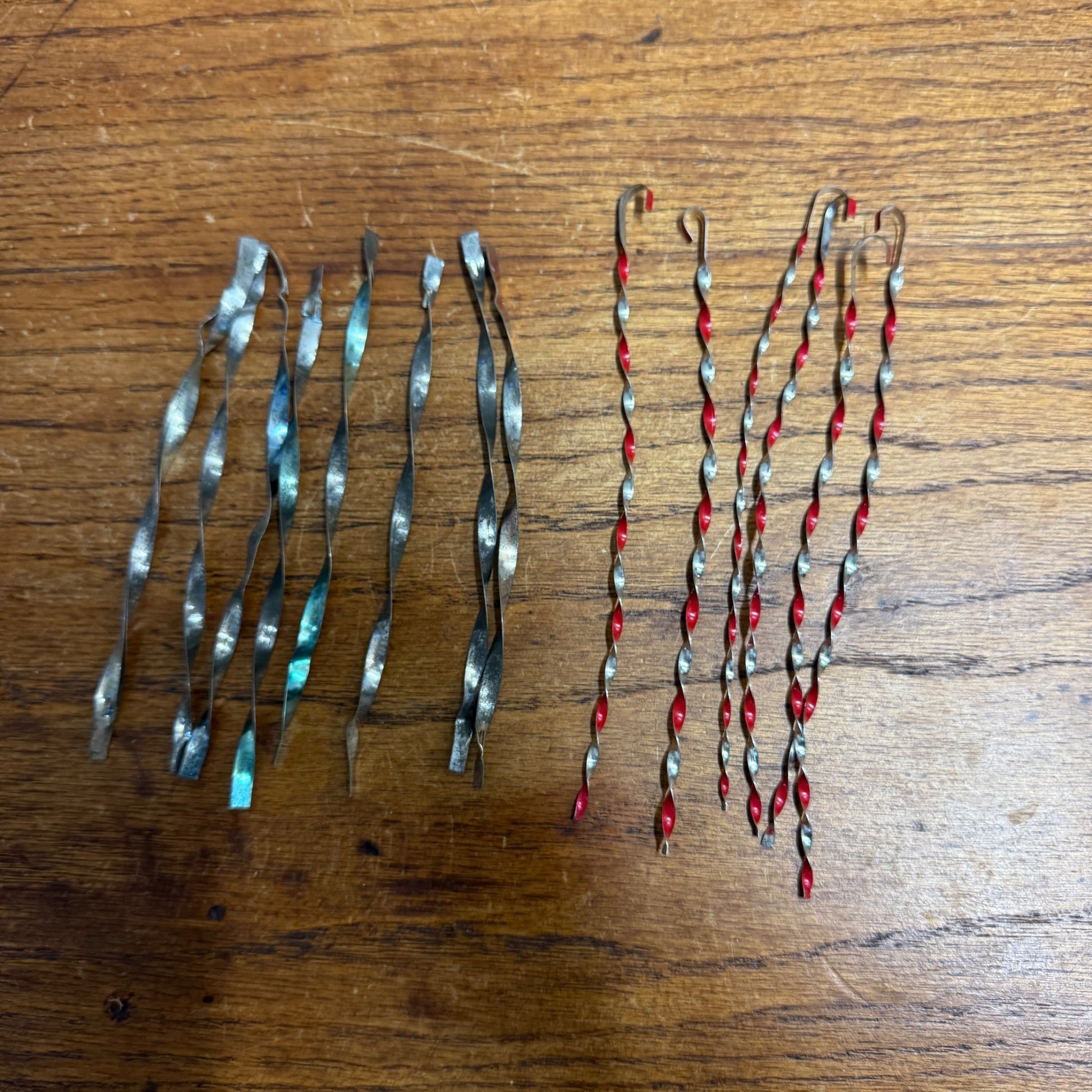 Vintage Christmas Ornaments Twirlers Red & White & Teal Assorted Lot