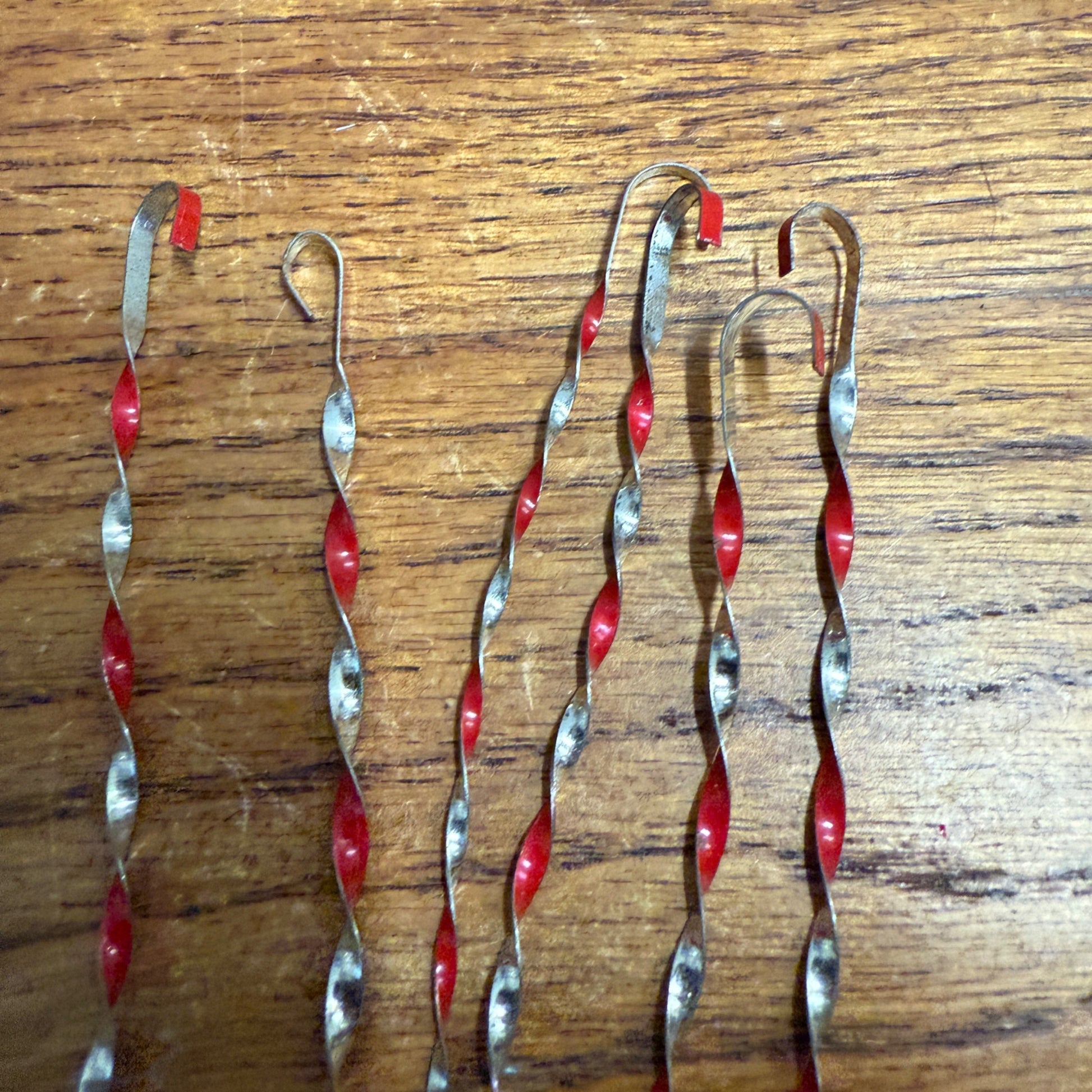 Vintage Christmas Ornaments Twirlers Red & White & Teal Assorted Lot