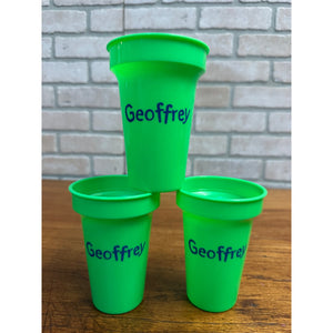Toys R Us Cups Plastic Green Corporate Employee Gifts Geoffrey TRU New Lot of 3