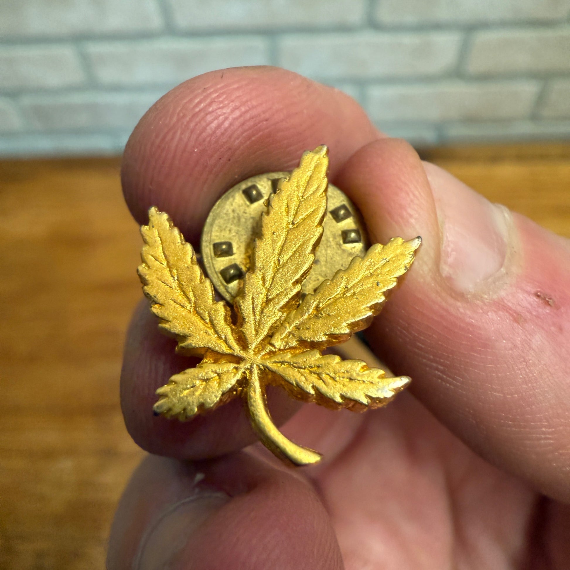 Vintage 1972 Adams Apple Head Shop Chicago IL Souvenir Marijuana Leaf Lapel Pin