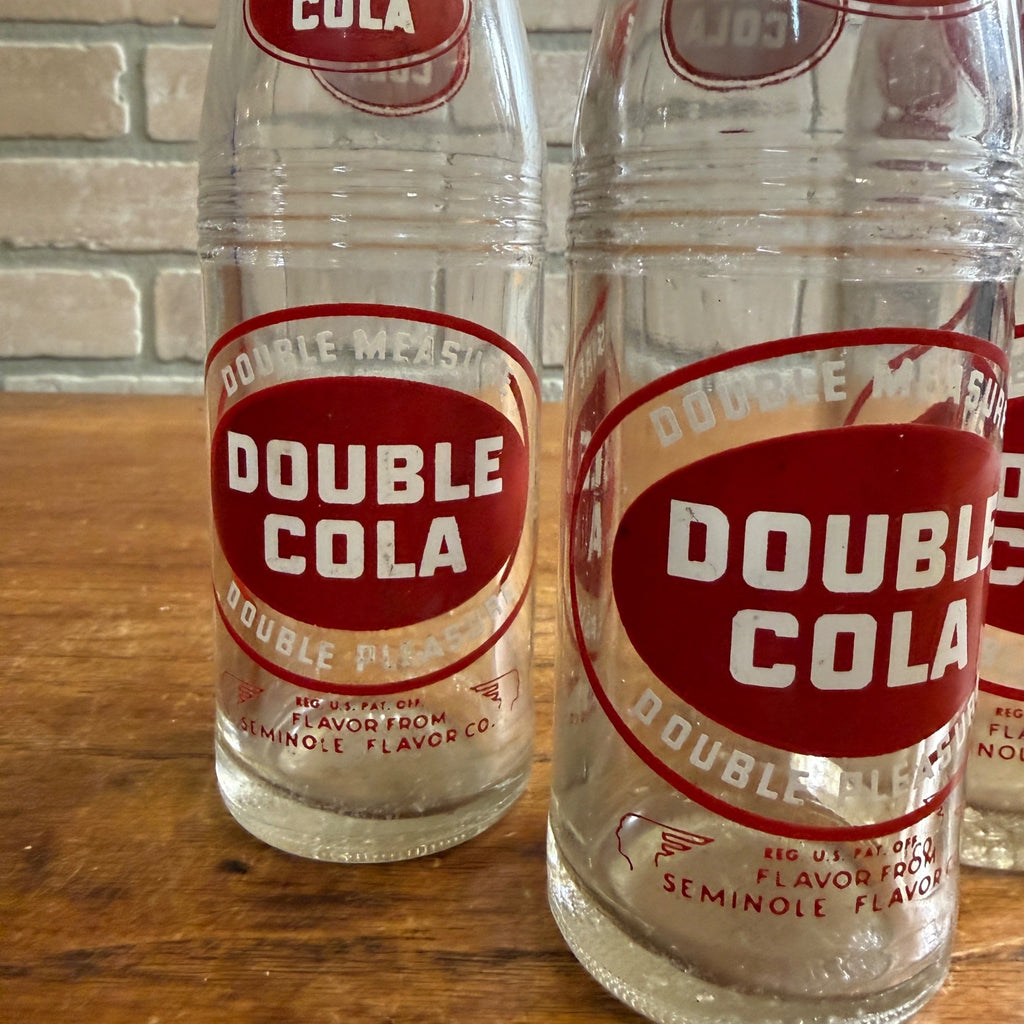 Vintage 1950s Double Cola 8oz ACL Glass Soda Bottle