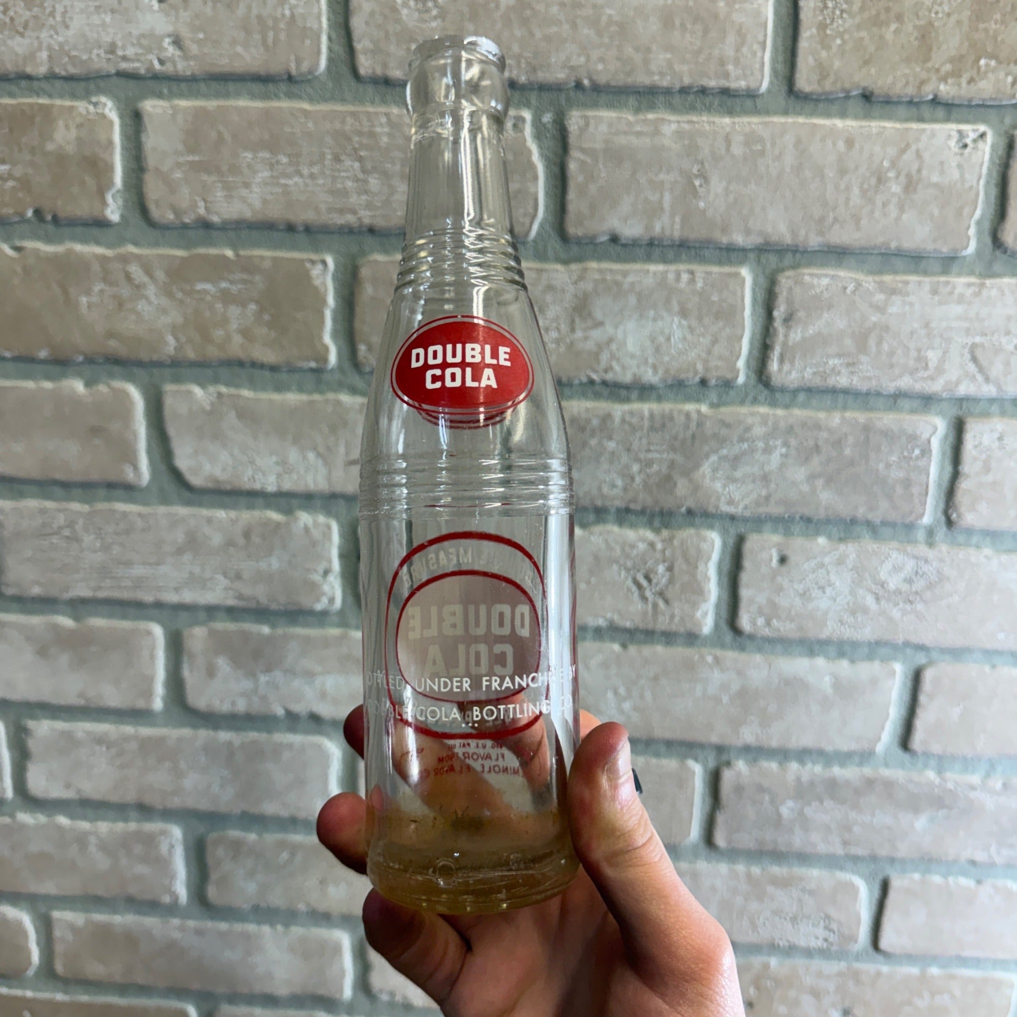 Vintage 1950s Double Cola 8oz ACL Glass Soda Bottle