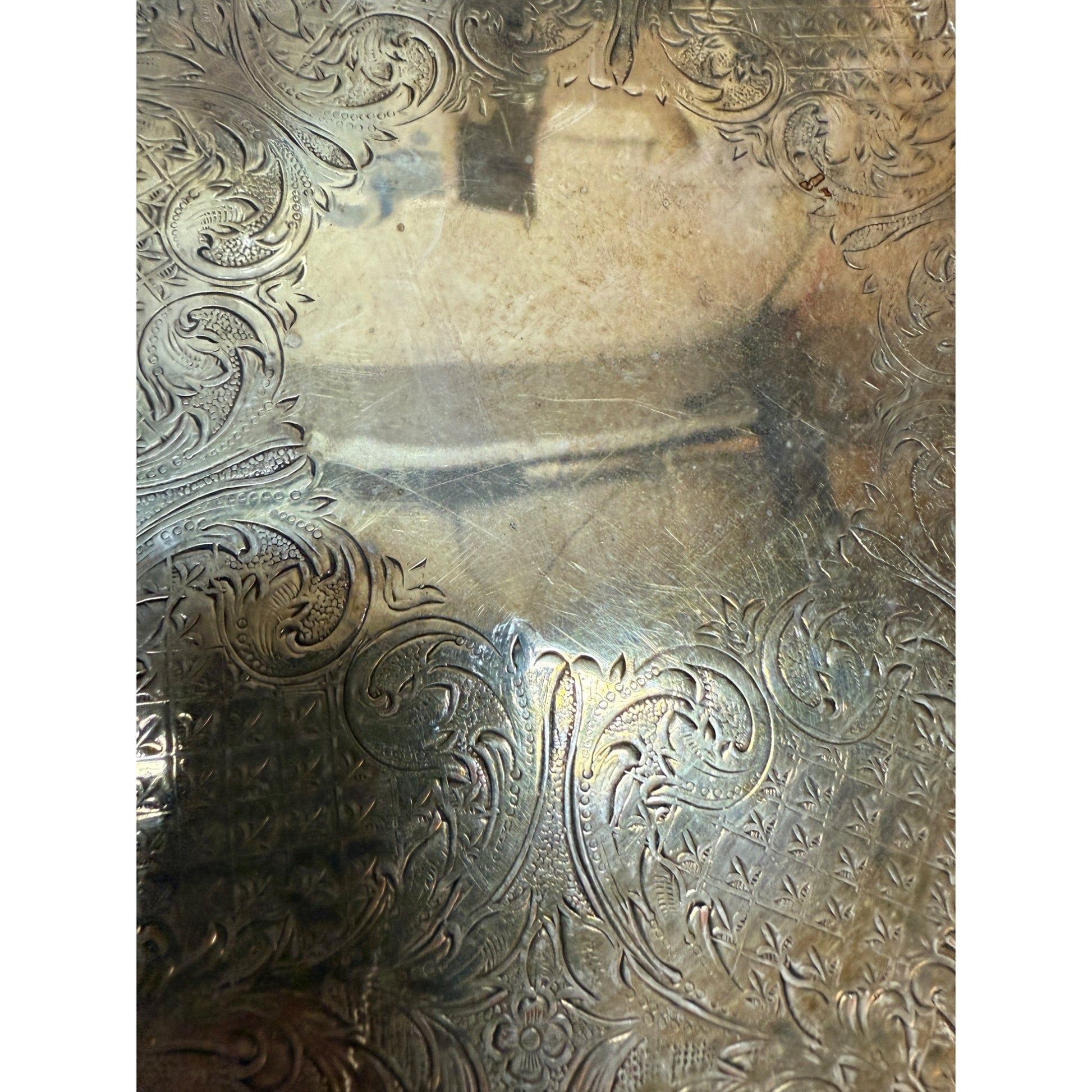 Vintage FB Rogers Silver Co 1883 Footed Round Tray #7734 Scalloped 16 1/2"
