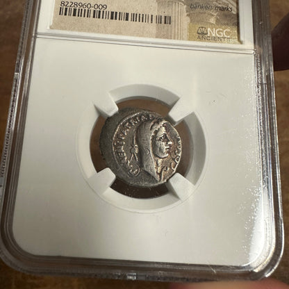 ROMAN IMPERATORIAL AR Denarius Julius Caesar 44 BC NGC Ch F Coin 4/5 2/5