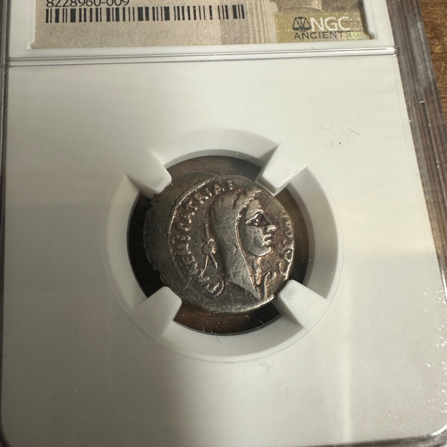 ROMAN IMPERATORIAL AR Denarius Julius Caesar 44 BC NGC Ch F Coin 4/5 2/5