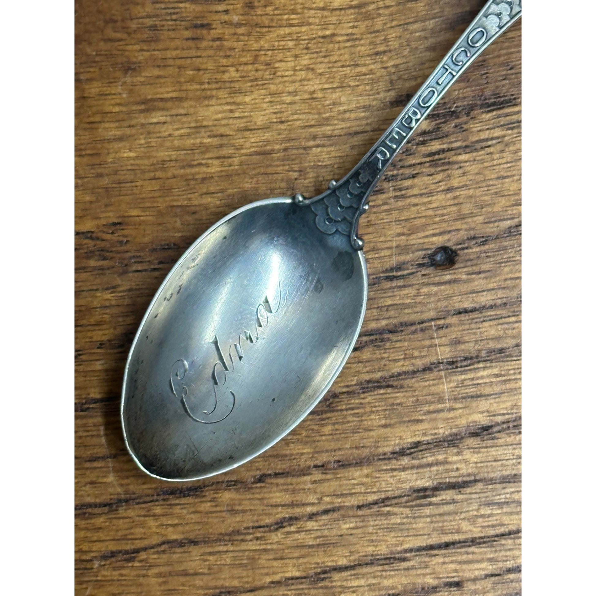 Vintage 1900s October Zodiac Scorpio 5" Sterling Silver Souvenir Spoon