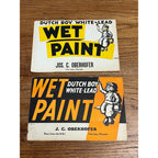 1930s Dutch Boy White-Lead Wet Paint Cardboard Sign Oberhofer Twin Lakes WI