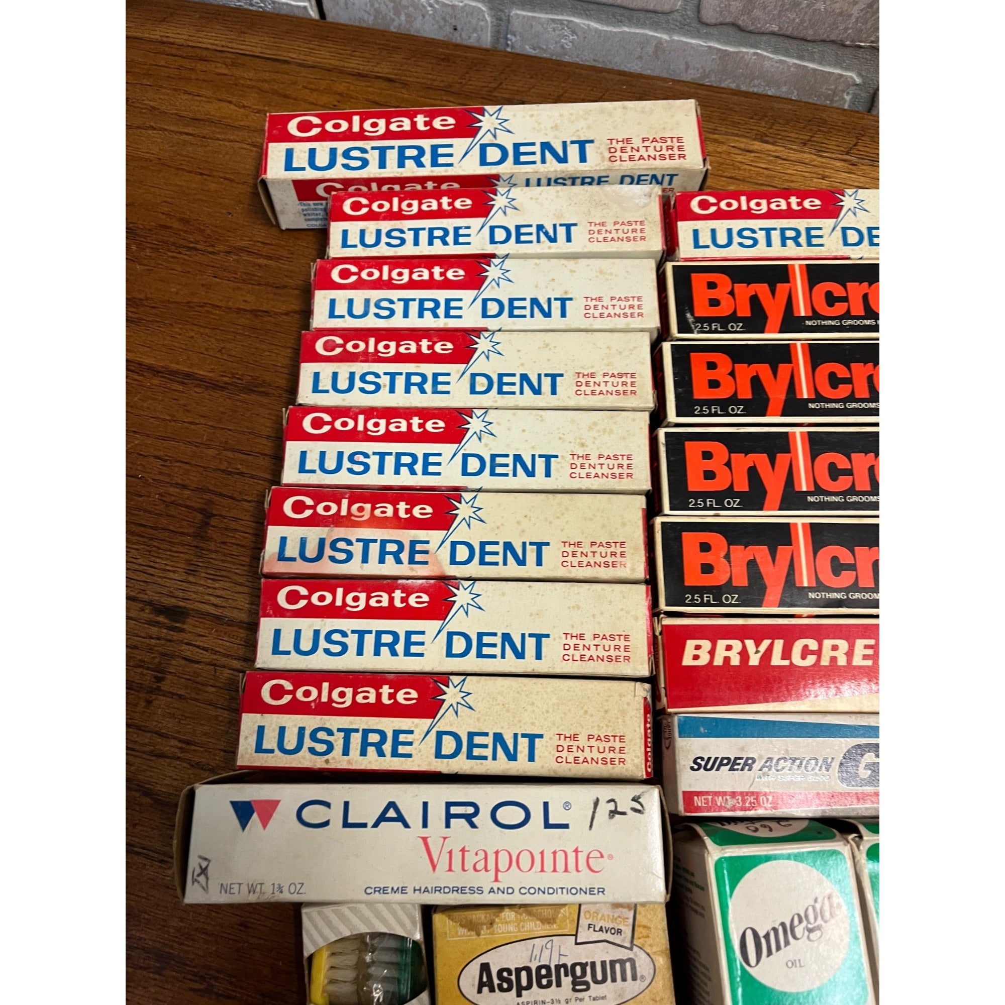 Vintage 1960s Drug Store Deadstock Boxes Lot Colgate Vicks Brylcreem Ben-Gay
