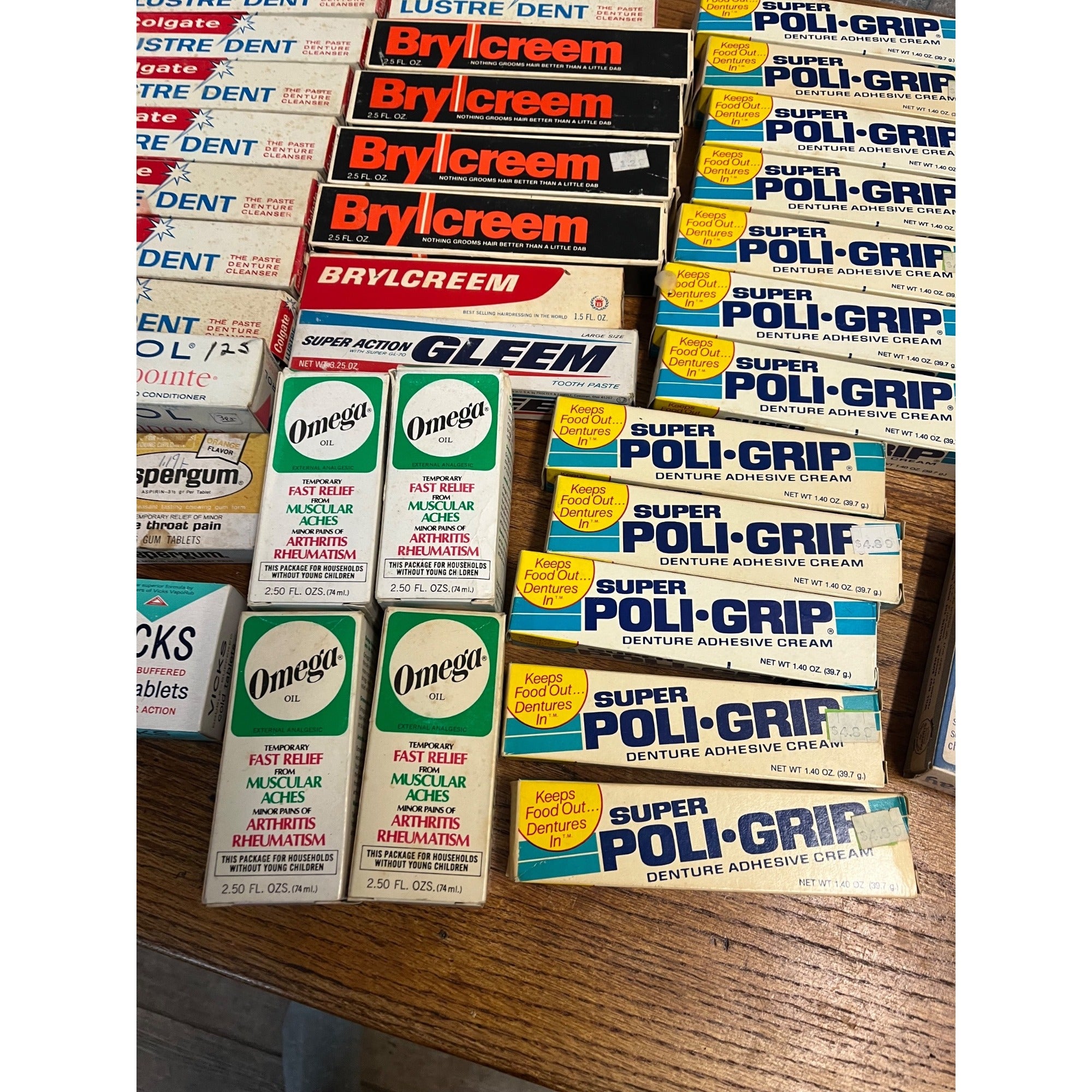 Vintage 1960s Drug Store Deadstock Boxes Lot Colgate Vicks Brylcreem Ben-Gay