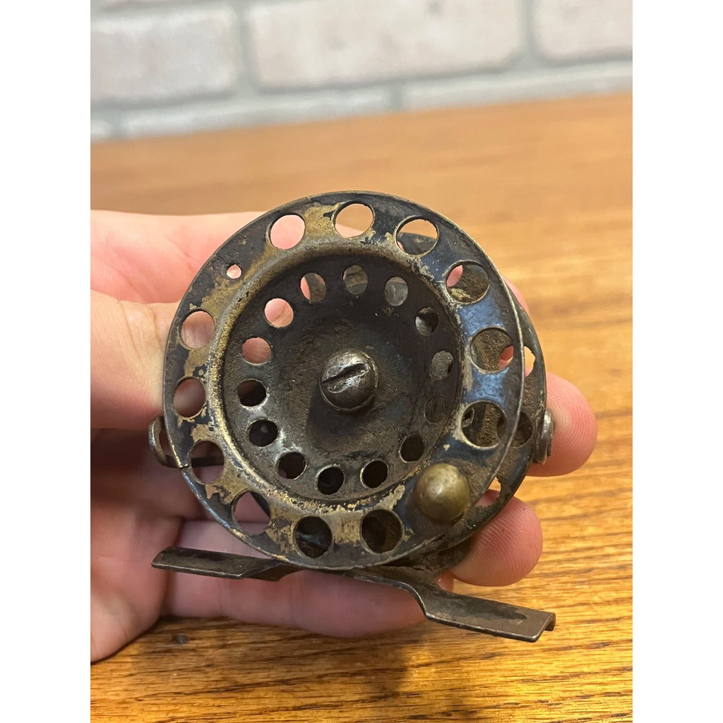 Antique Metal Fly Fishing Reel Circa 1920's Angling Early Tacklebox Gear