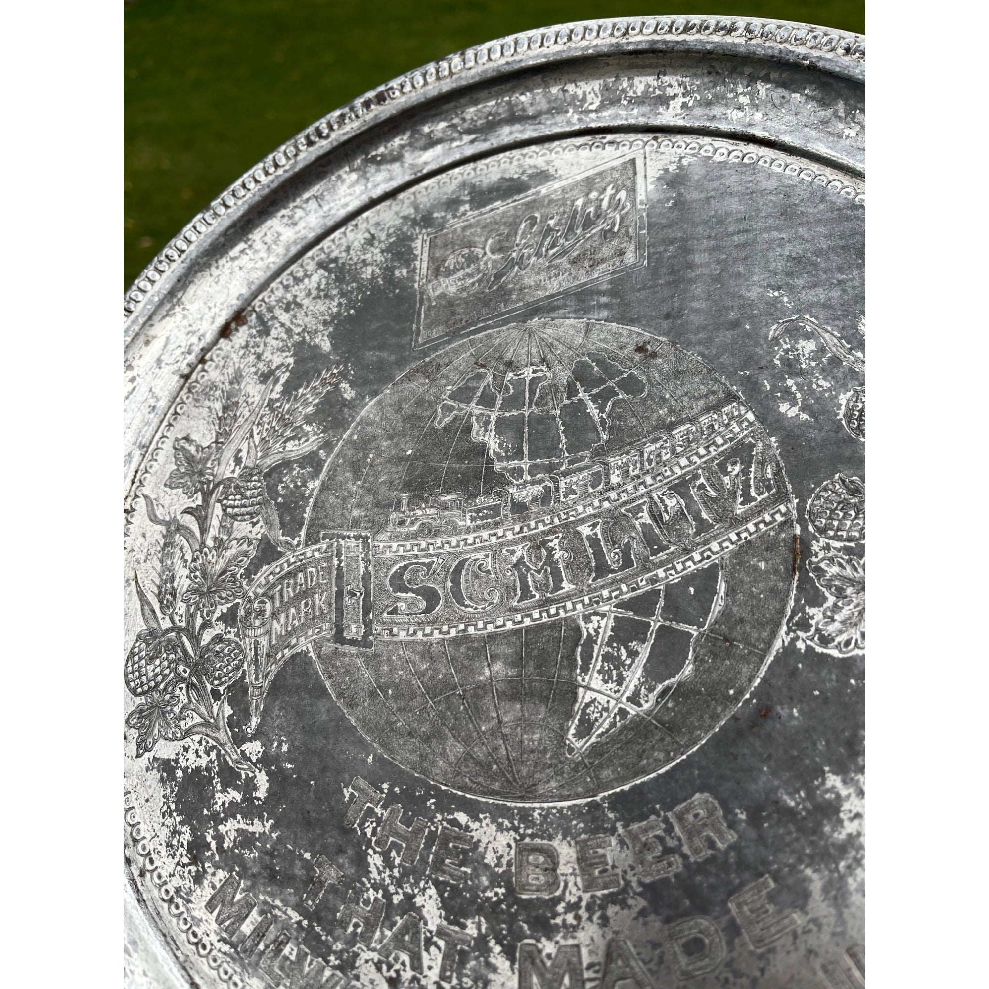 Vintage Early 1900s Schlitz Beer Pre-Prohibition Etched Nickel Plated Tray