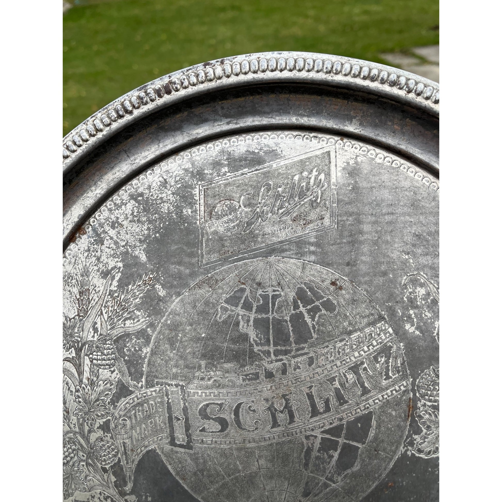 Vintage Early 1900s Schlitz Beer Pre-Prohibition Etched Nickel Plated Tray