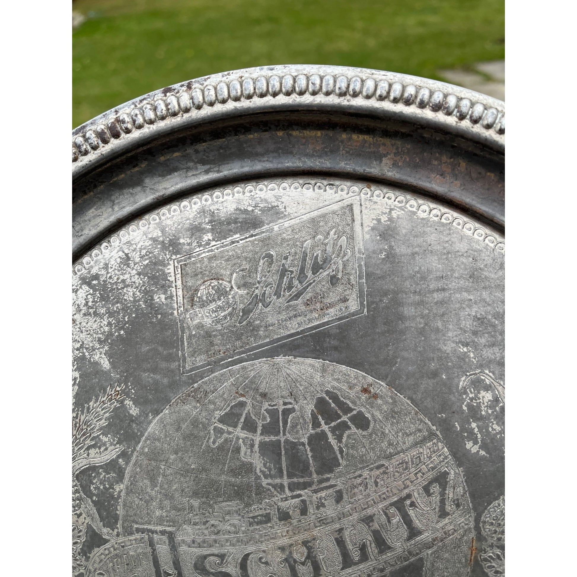 Vintage Early 1900s Schlitz Beer Pre-Prohibition Etched Nickel Plated Tray