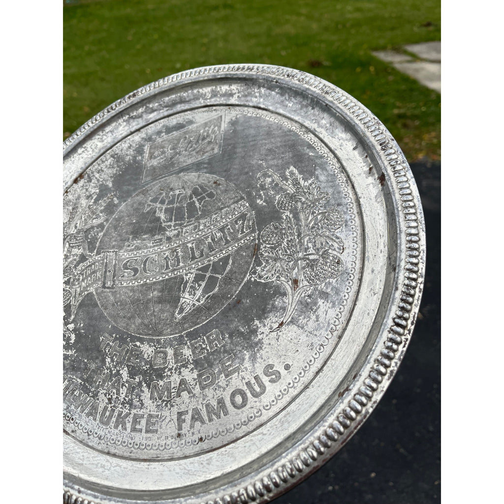 Vintage Early 1900s Schlitz Beer Pre-Prohibition Etched Nickel Plated Tray