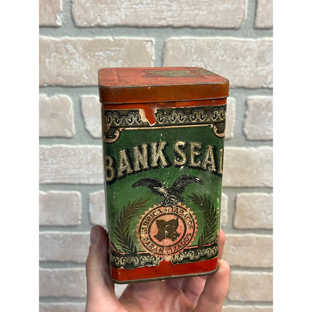 RARE Vintage Bank Seal Cigars Advertising Tin (Edgerton, Wisconsin) WI Wis