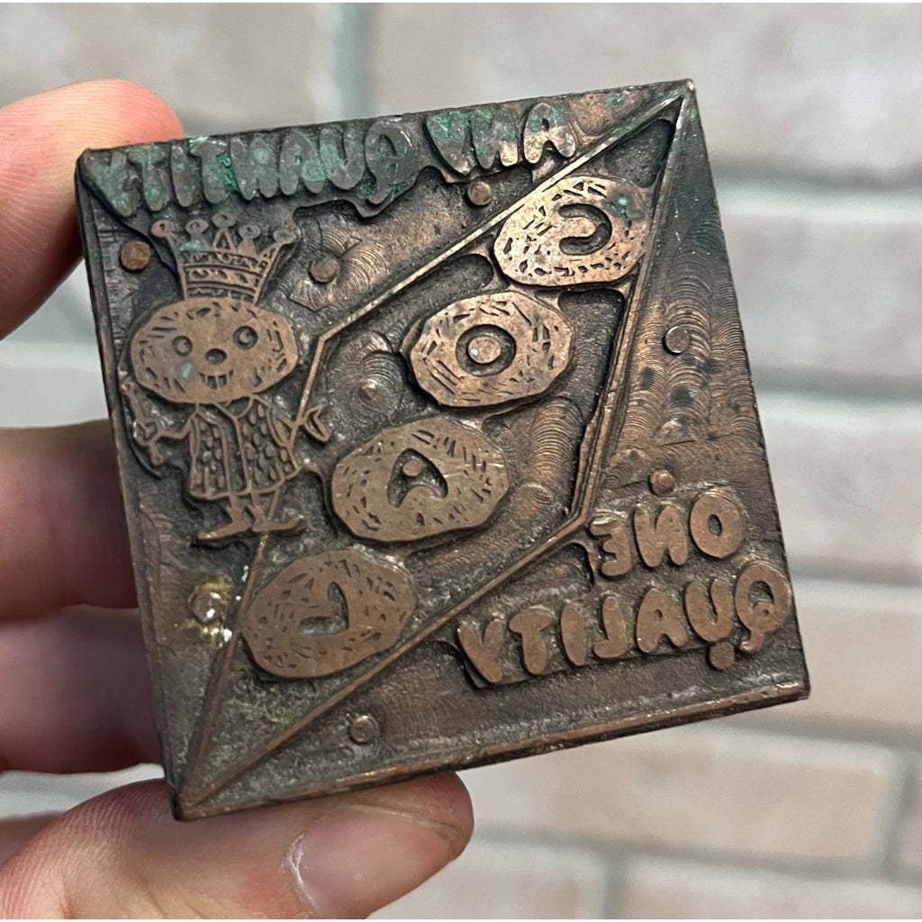 Vintage Letterpress Printing Block Old King Coal Advertising Copper