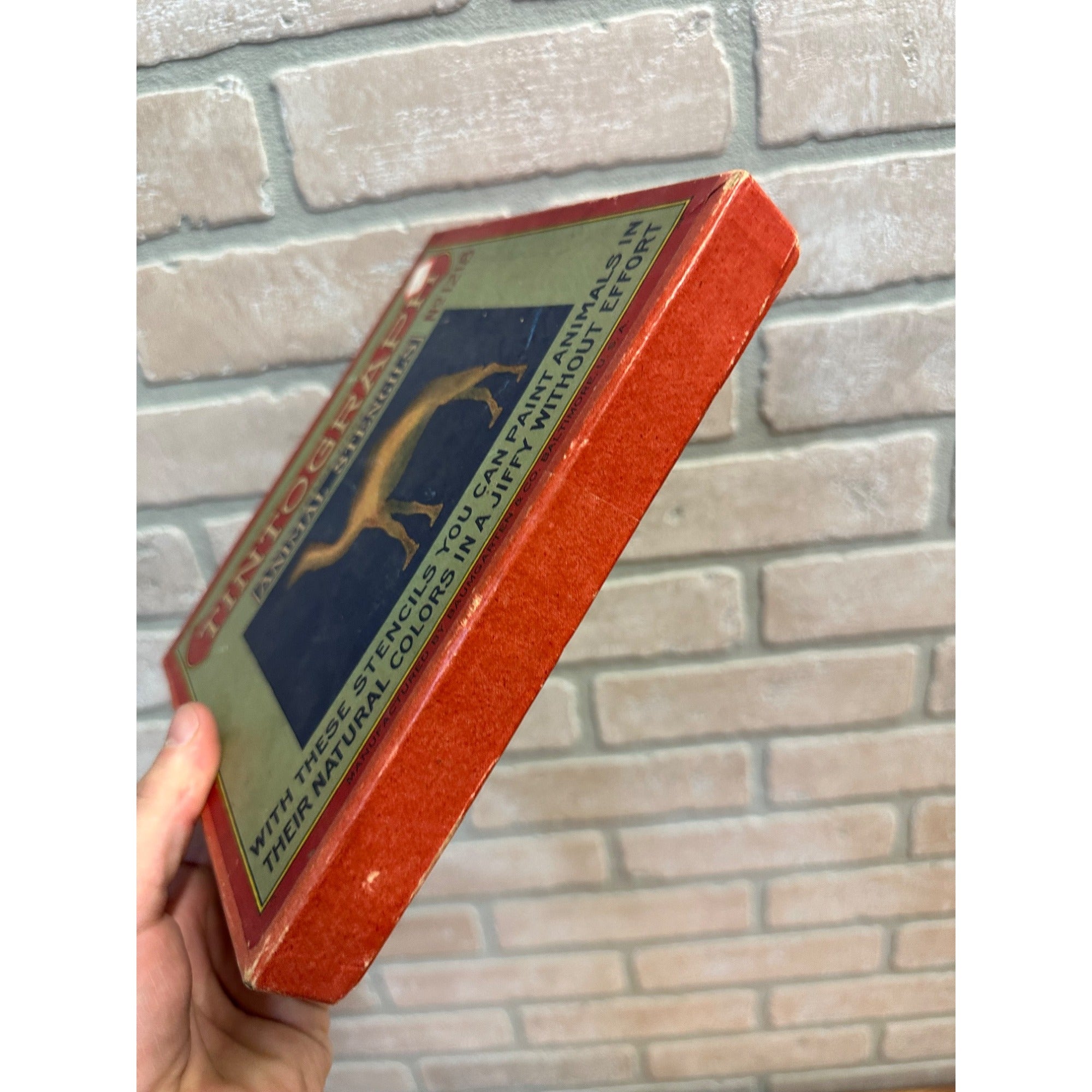 Vintage Early 1900s Tintograph Animal Stencils w/ Box Victorian Baumgarten Baltimore