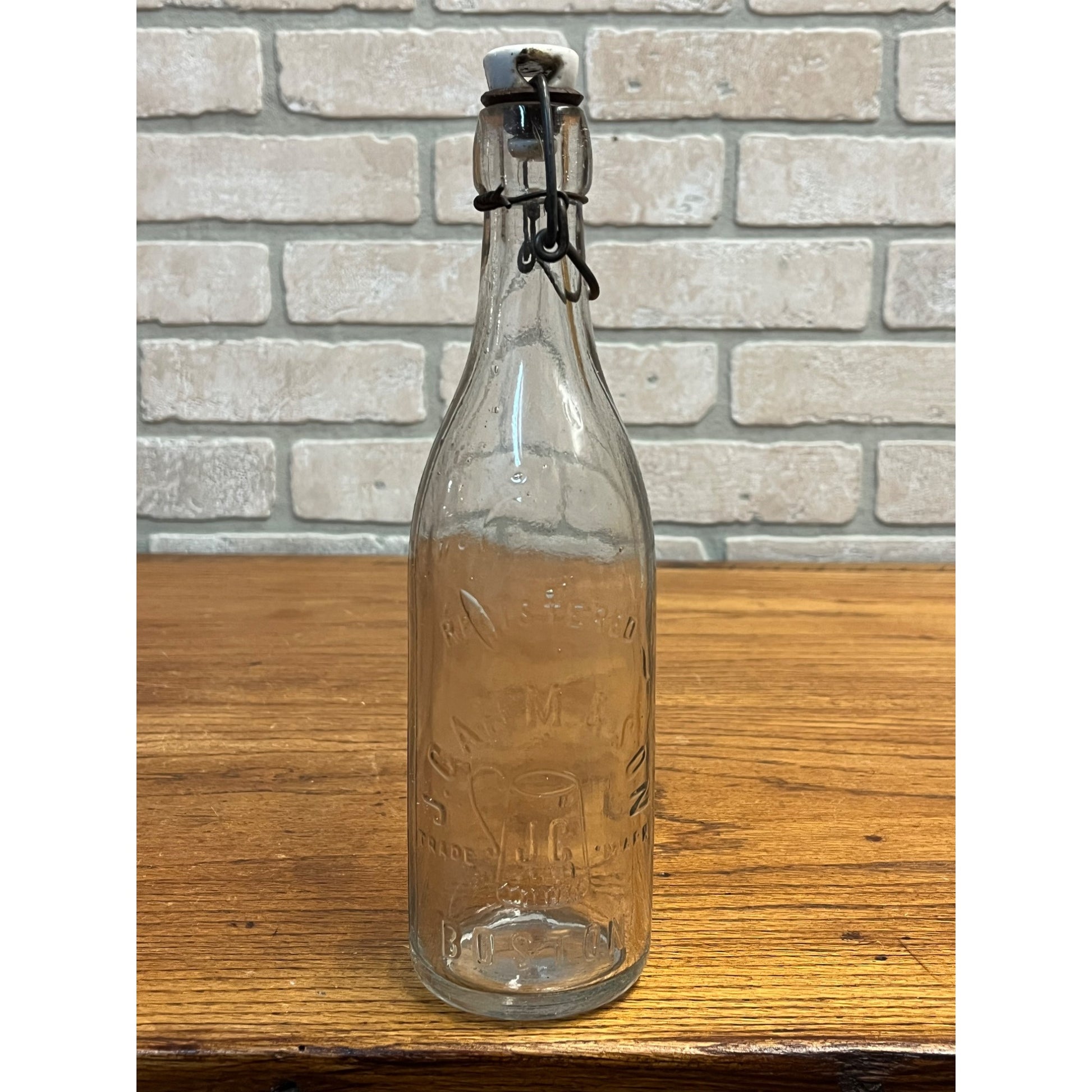 J. Gahm & Son Schlitz Blob Top Beer Bottle Boston Mass. w/ Porcelain Stopper