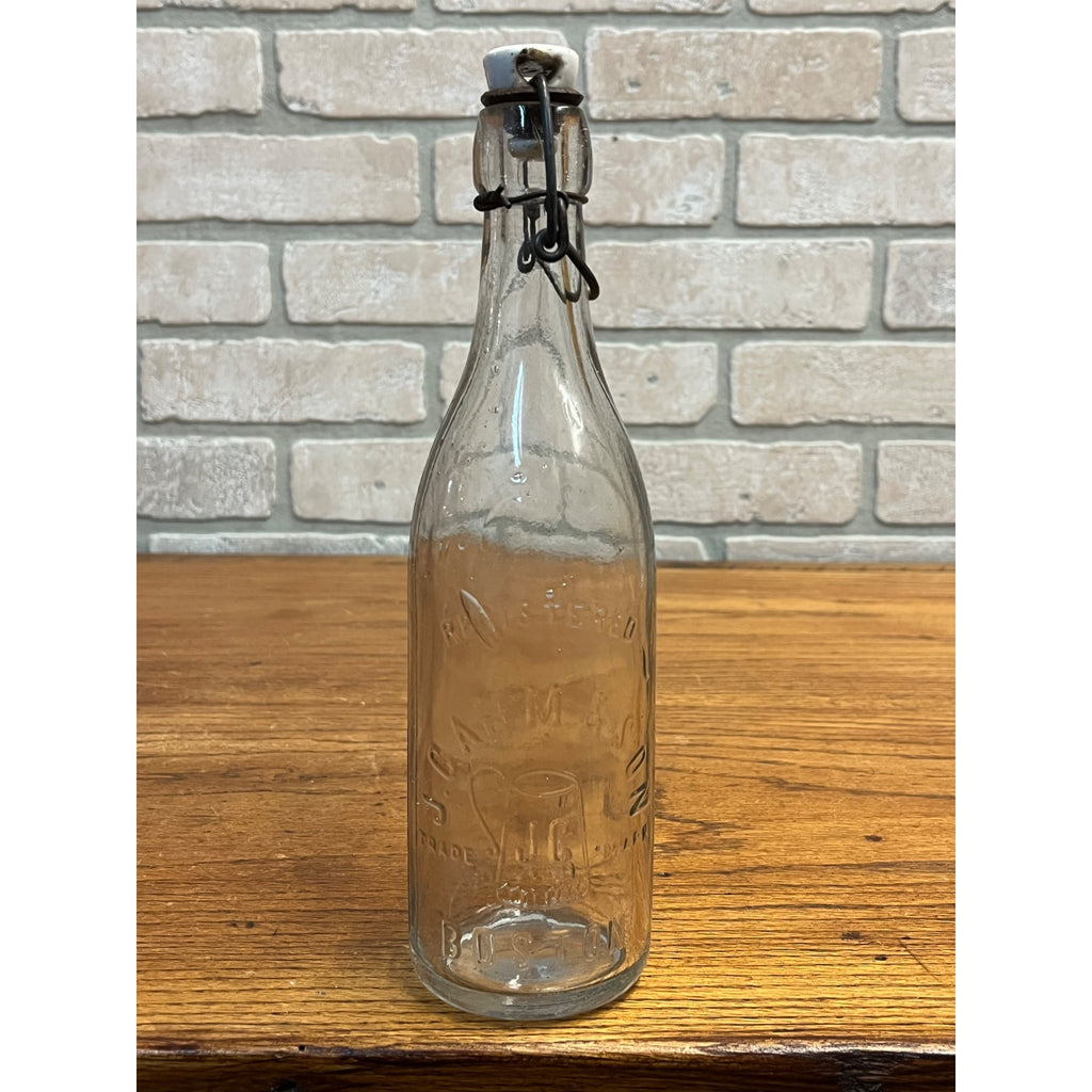 J. Gahm & Son Schlitz Blob Top Beer Bottle Boston Mass. w/ Porcelain Stopper