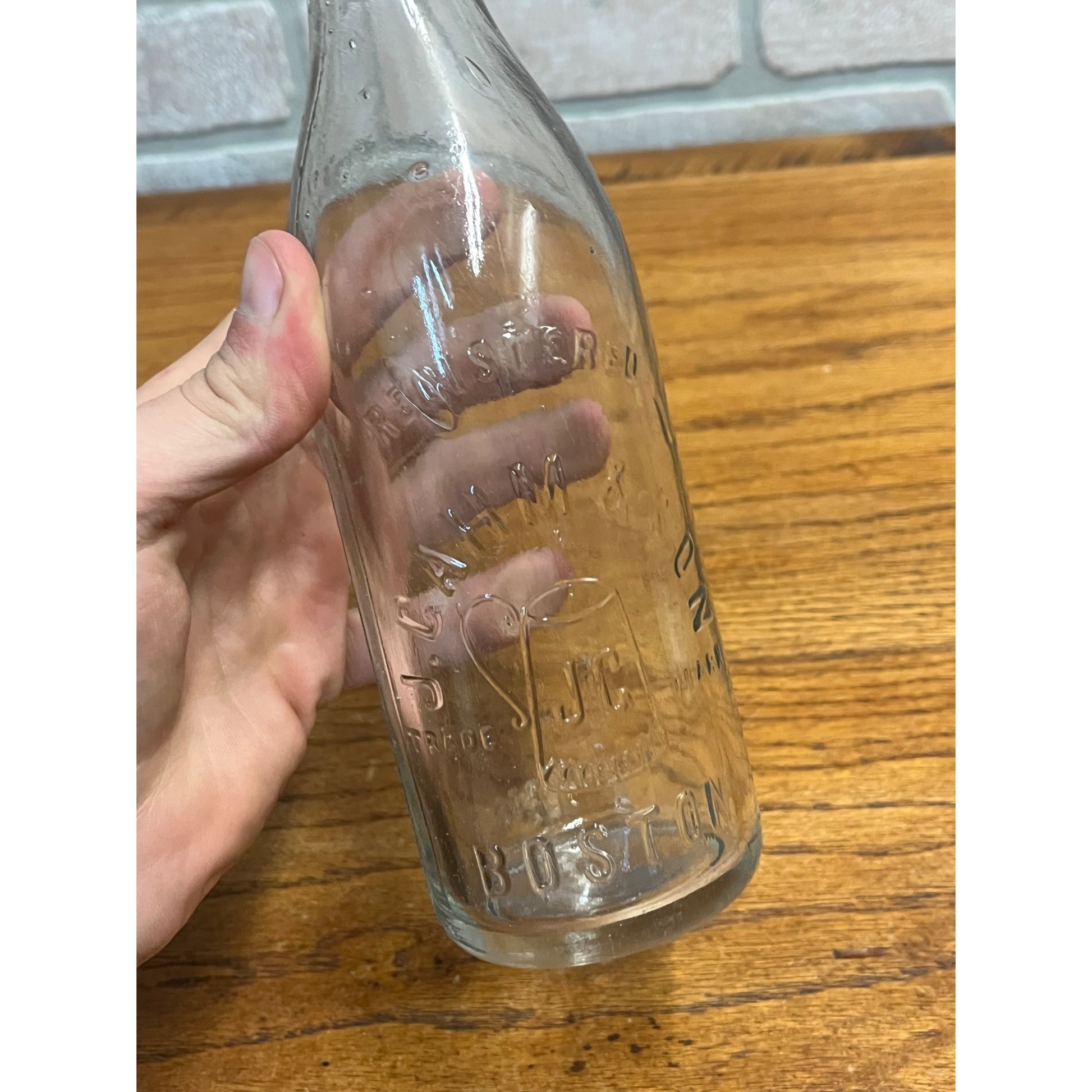 J. Gahm & Son Schlitz Blob Top Beer Bottle Boston Mass. w/ Porcelain Stopper
