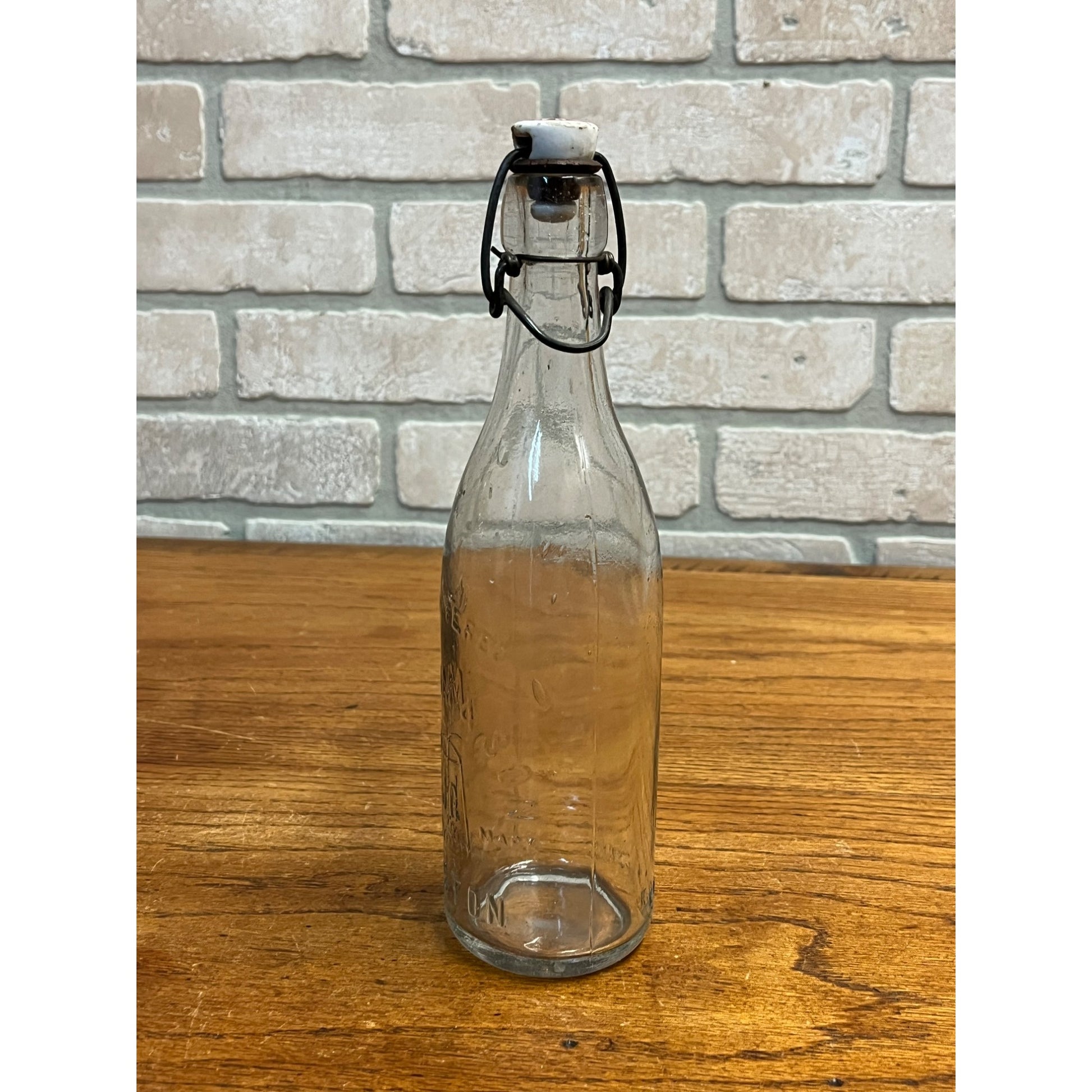 J. Gahm & Son Schlitz Blob Top Beer Bottle Boston Mass. w/ Porcelain Stopper