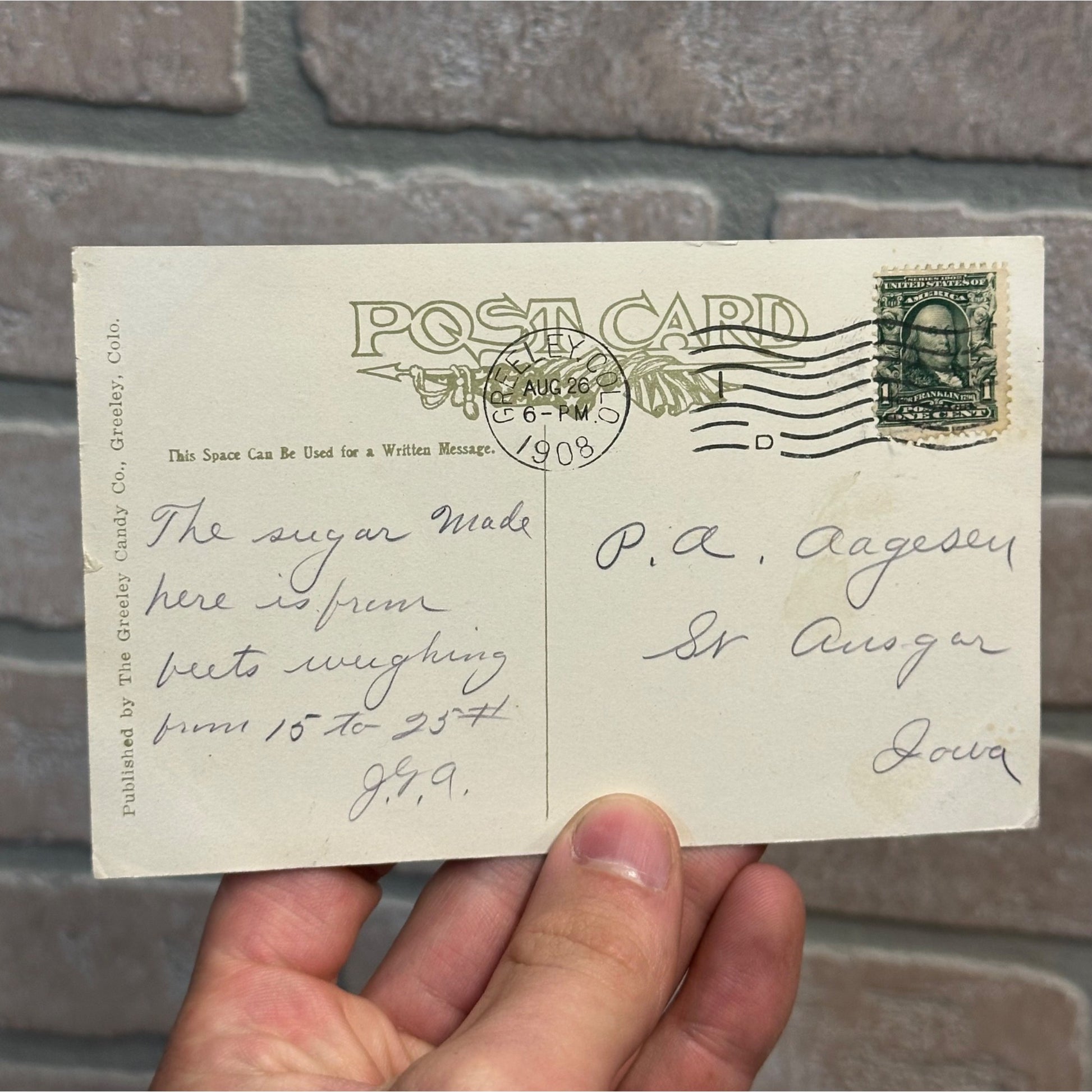 Greeley CO Colorado RPPC Postcard Sugar Factory 1908 Vintage