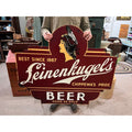 Vintage Jacob Leinenkugel Brewing Co. Large Metal Beer Advertising Sign Indian Maiden Logo Chippewa Falls, WI