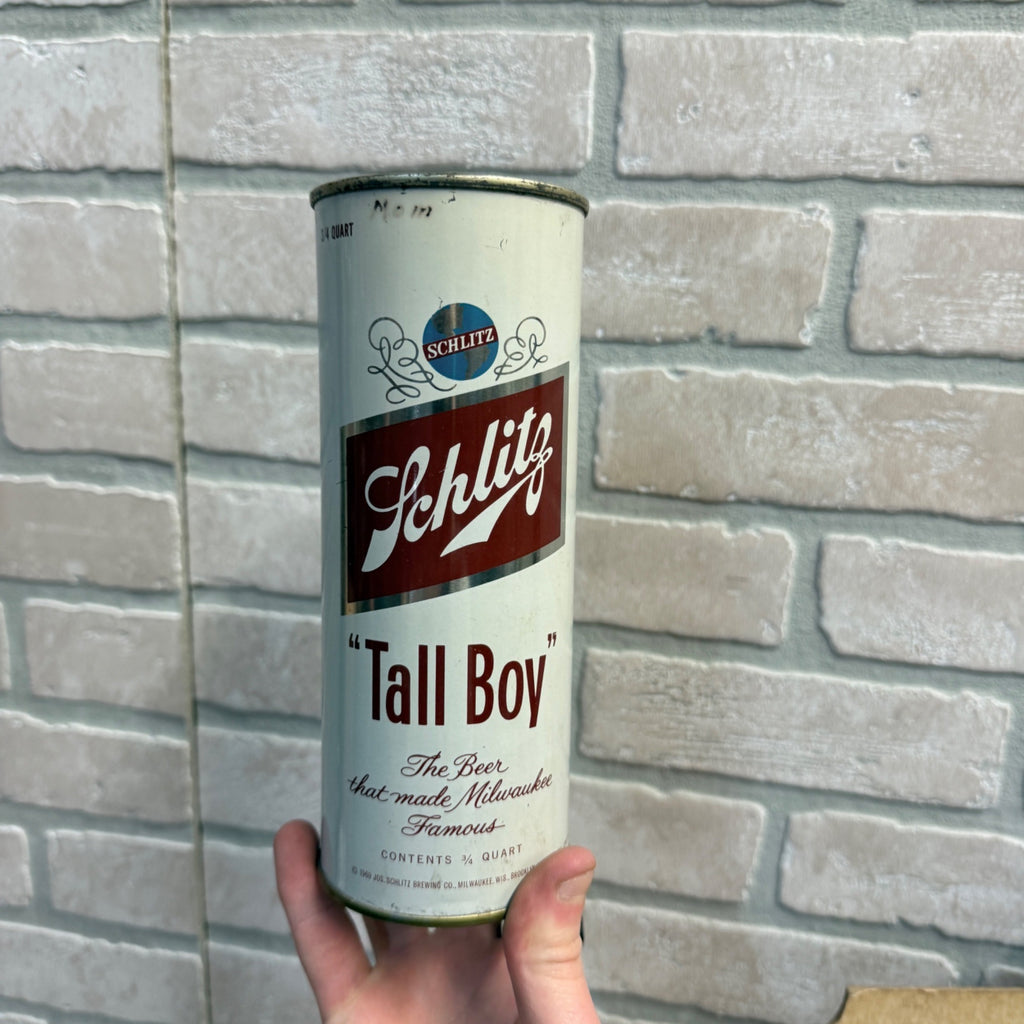 Vintage Schlitz Milwaukee Beer Tall Boy Can Flattop Bank Wis 3/4 Quart