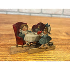 Antique Late 1800s German Diecut Valentine Stand-Up Card Boy & Girl Table