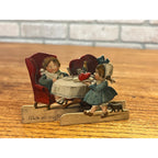 Antique Late 1800s German Diecut Valentine Stand-Up Card Boy & Girl Table