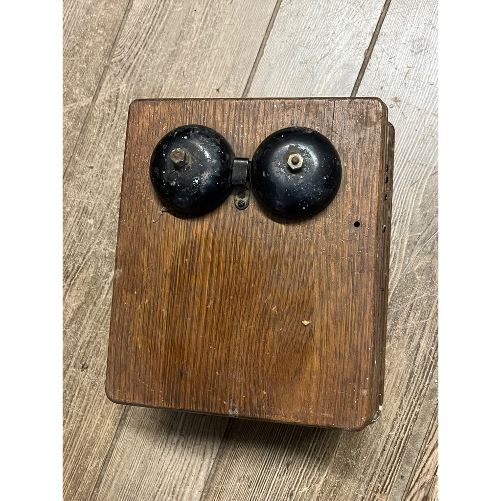 Antique 1890s Oak Telephone 3-Bar Magneto Ringer Box Old Phone Vintage