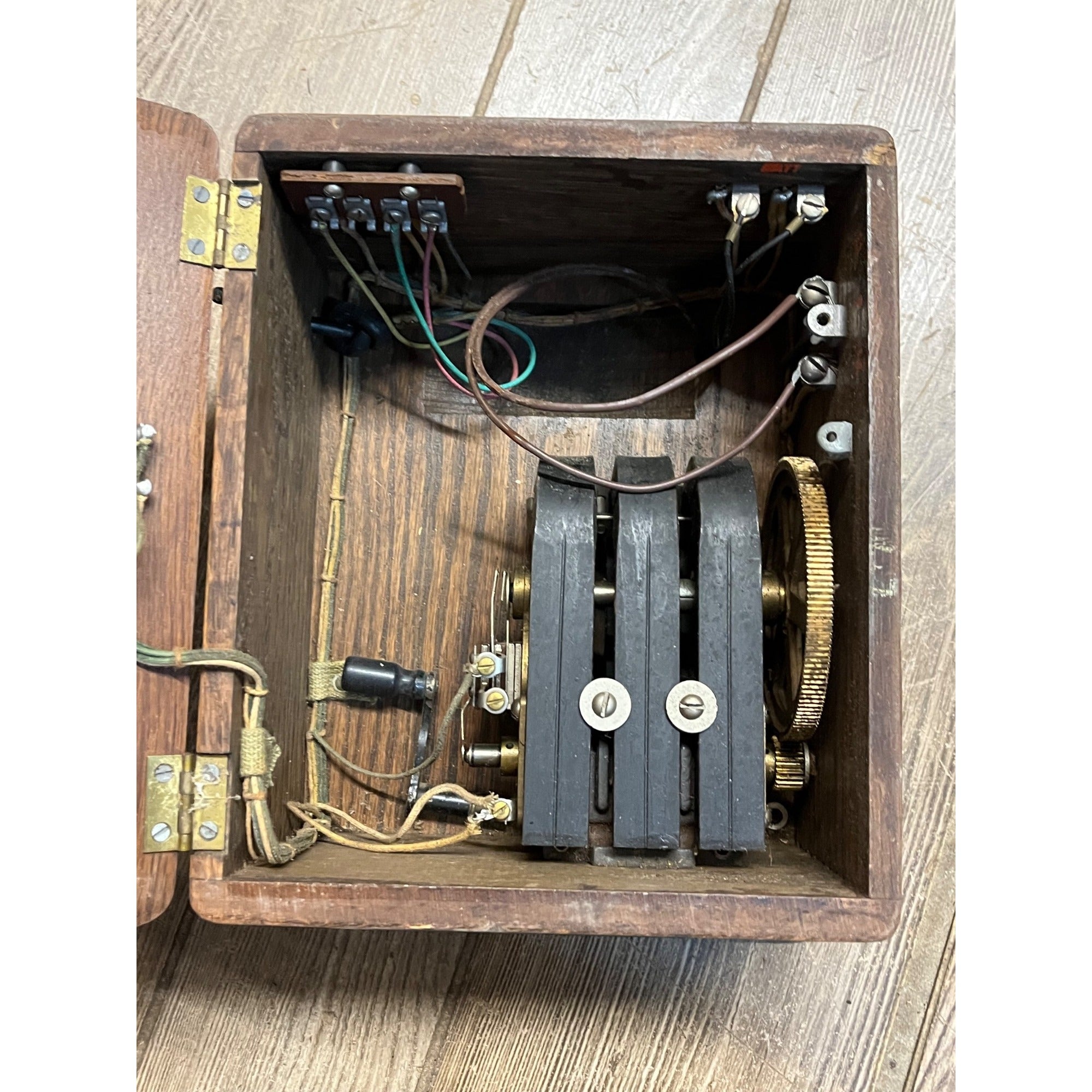 Antique 1890s Oak Telephone 3-Bar Magneto Ringer Box Old Phone Vintage