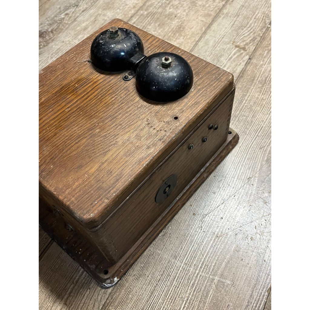 Antique 1890s Oak Telephone 3-Bar Magneto Ringer Box Old Phone Vintage