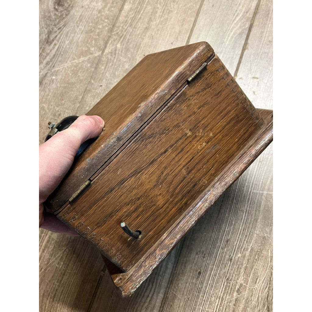 Antique 1890s Oak Telephone 3-Bar Magneto Ringer Box Old Phone Vintage