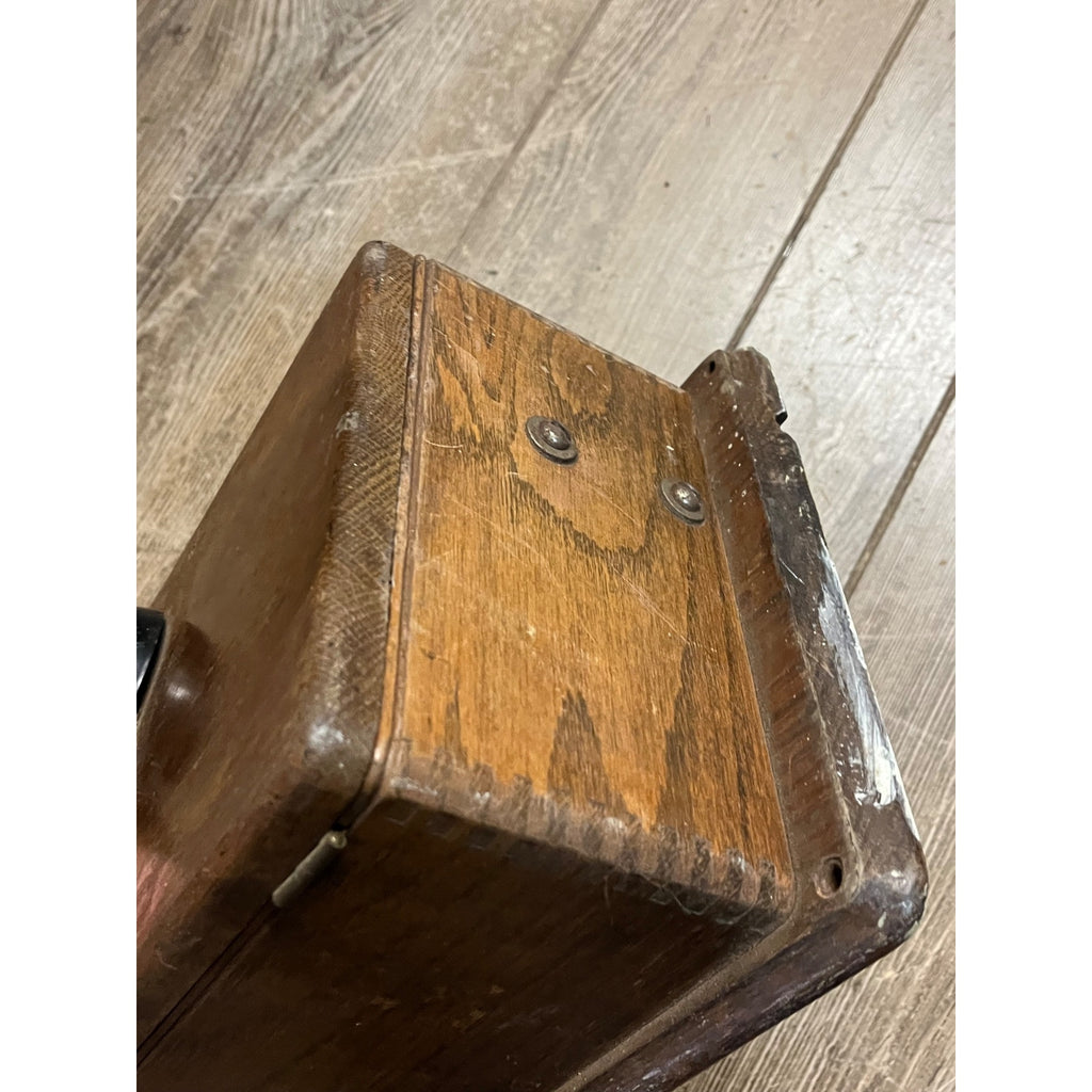 Antique 1890s Oak Telephone 3-Bar Magneto Ringer Box Old Phone Vintage