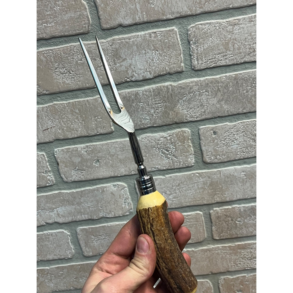 Vintage Stag Horn Deer Antler Sheffield England Stainless Steel Cutlery Carving Set