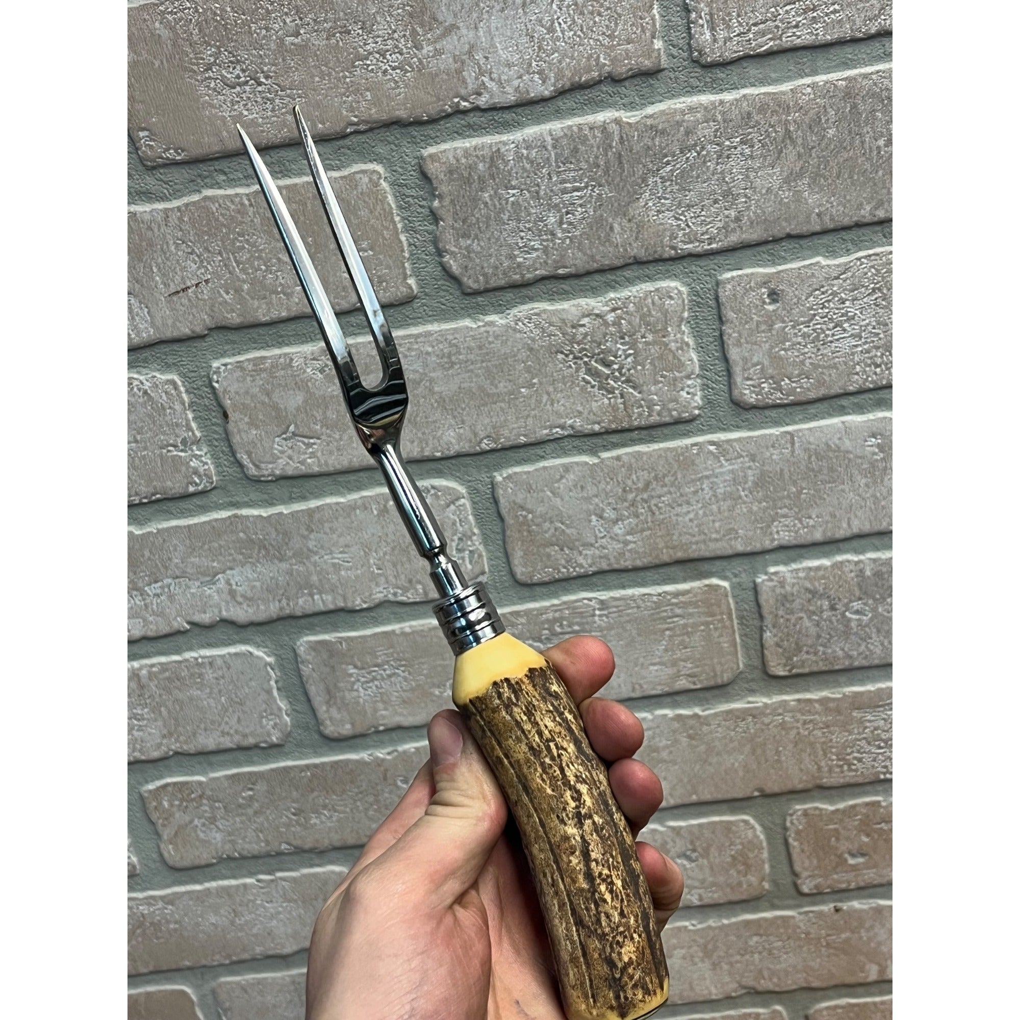 Vintage Stag Horn Deer Antler Sheffield England Stainless Steel Cutlery Carving Set