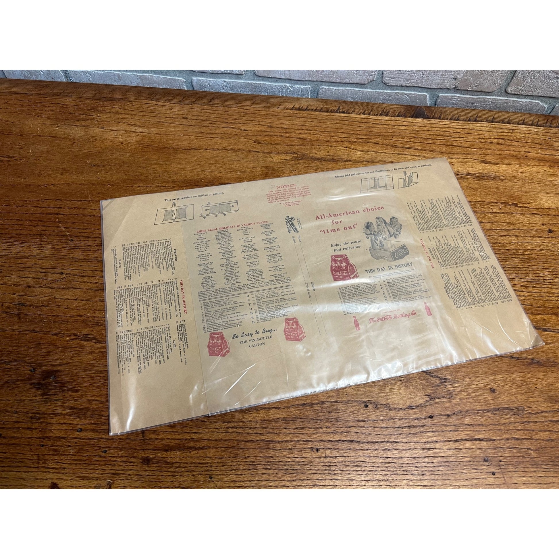 RARE Vintage 1940 Coca Cola Paper Advertising Book Cover History - Browne