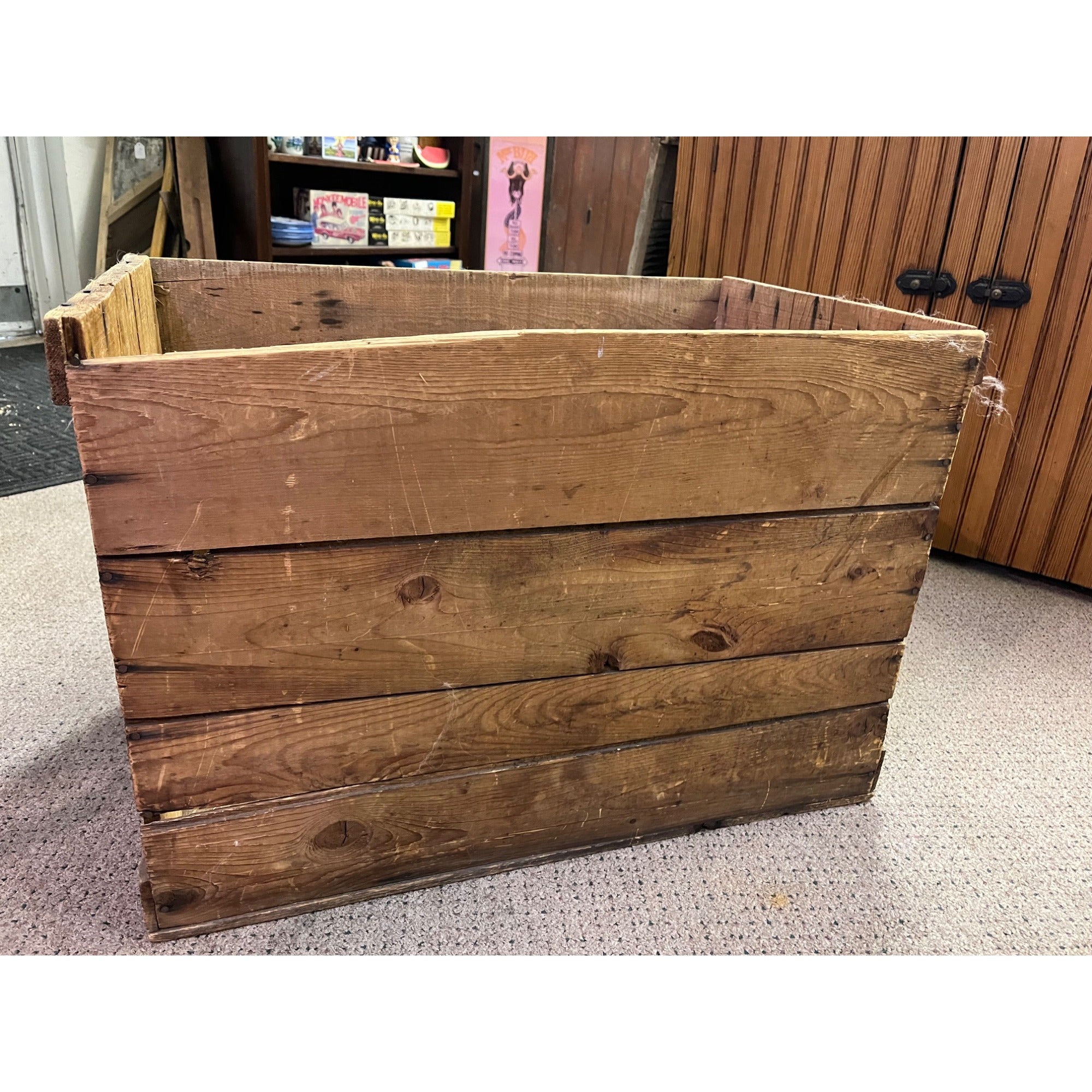 Vintage Large Wood Shredded Whole Wheat Shipping Crate Antique Advertising Box