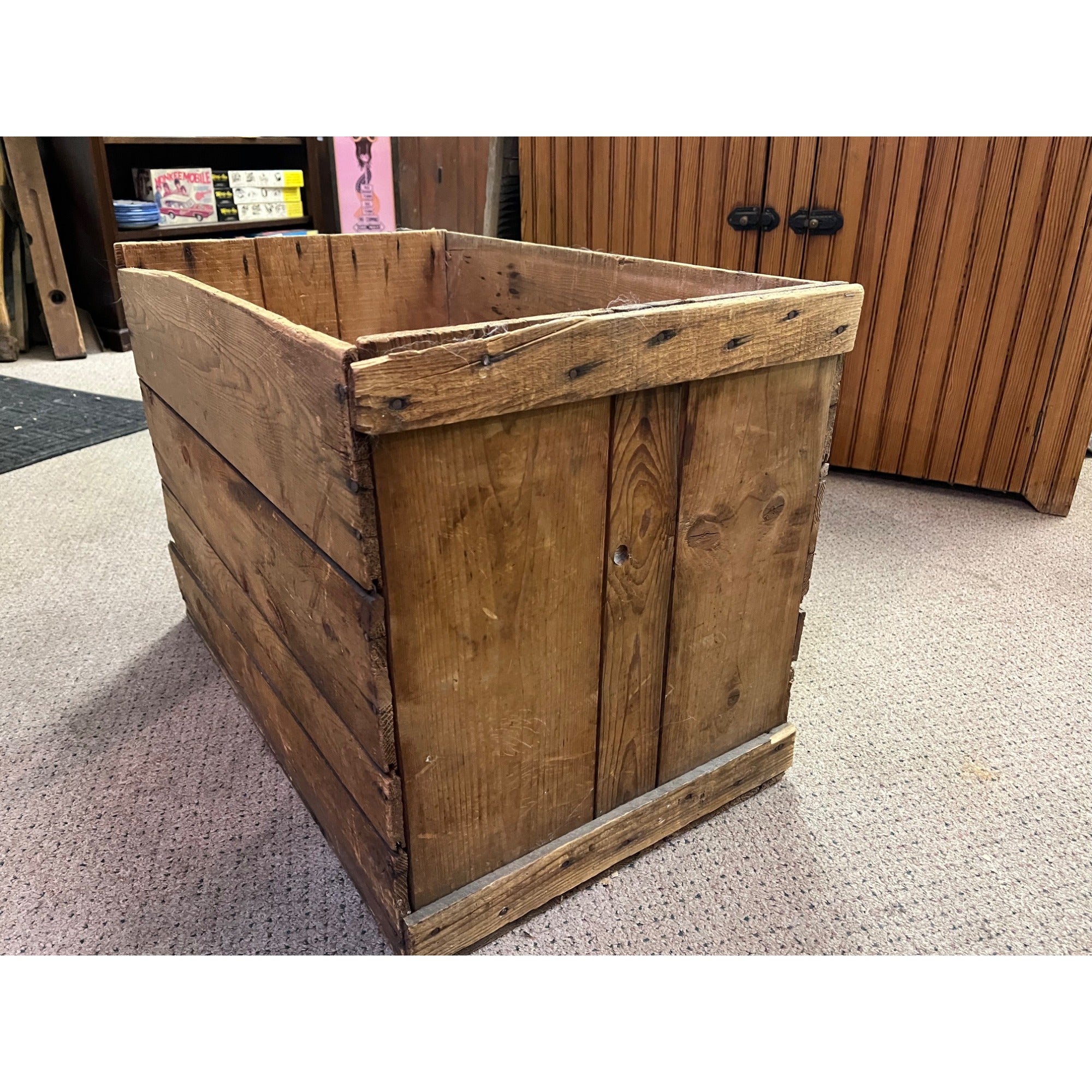 Vintage Large Wood Shredded Whole Wheat Shipping Crate Antique Advertising Box