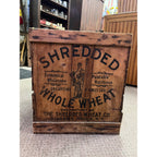 Vintage Large Wood Shredded Whole Wheat Shipping Crate Antique Advertising Box