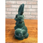 Vintage Flocked Bunny Rabbit Coin Piggy Bank Fuzzy Green NOS NEW - MINT