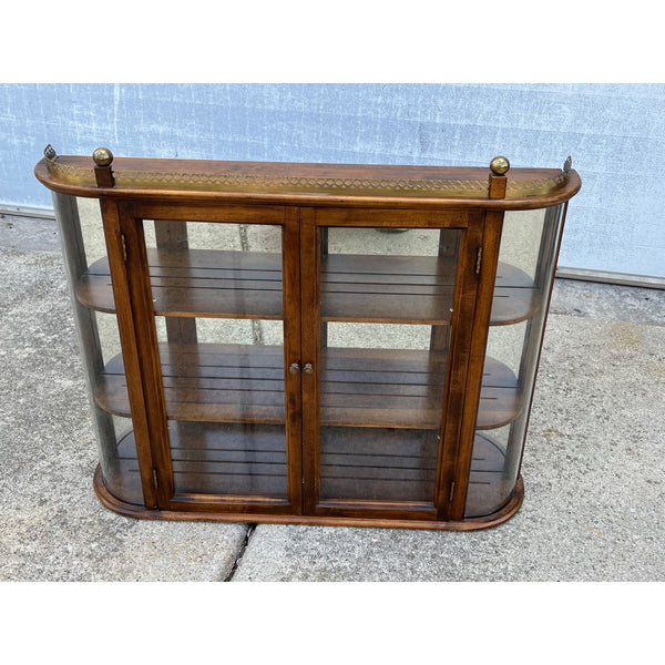 Vintage Curio Butler Wall Hanging Glass & Wood Cabinet Mid-Century MCM