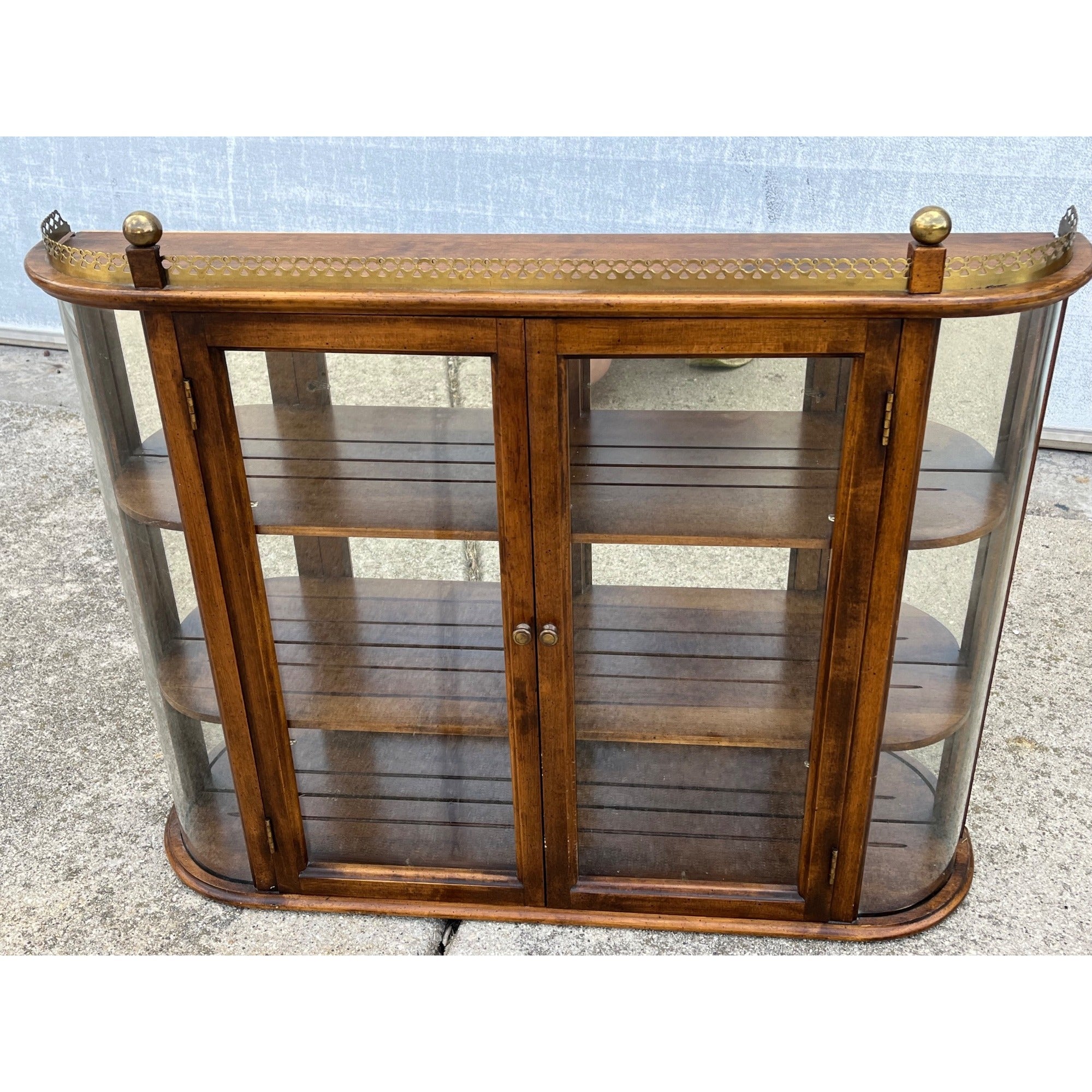 Vintage Curio Butler Wall Hanging Glass & Wood Cabinet Mid-Century MCM