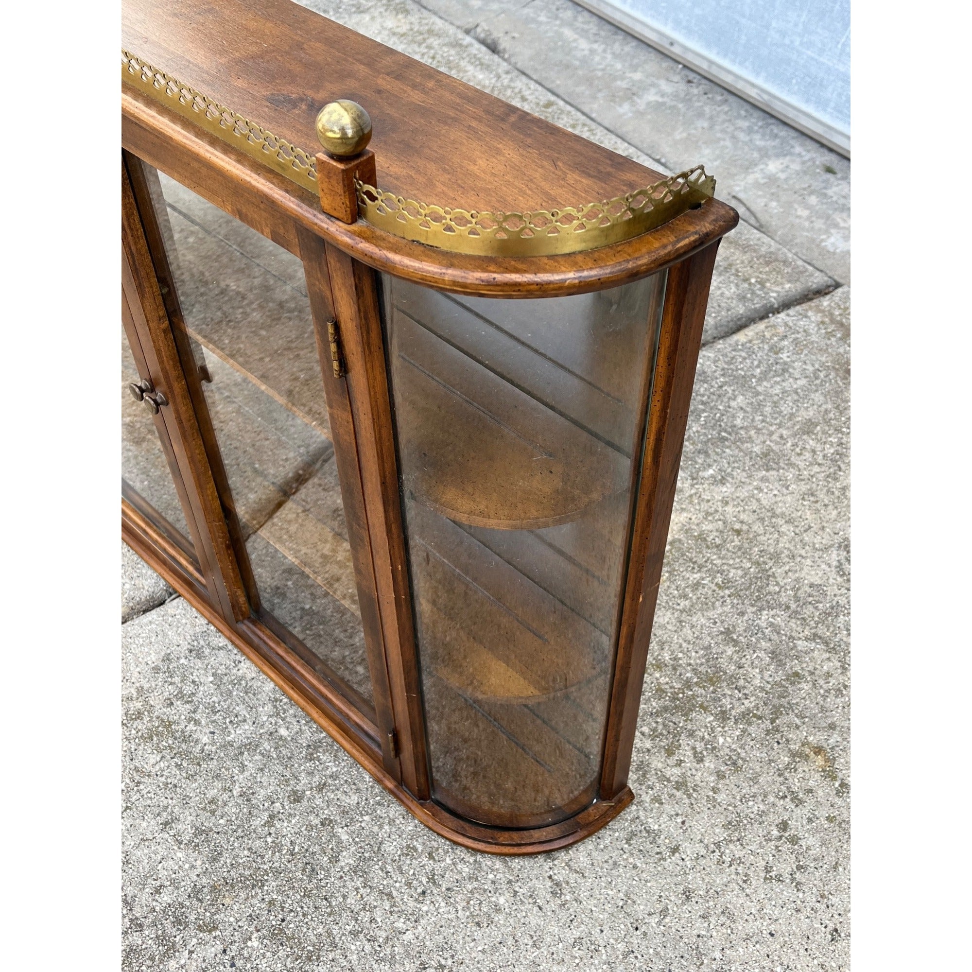 Vintage Curio Butler Wall Hanging Glass & Wood Cabinet Mid-Century MCM