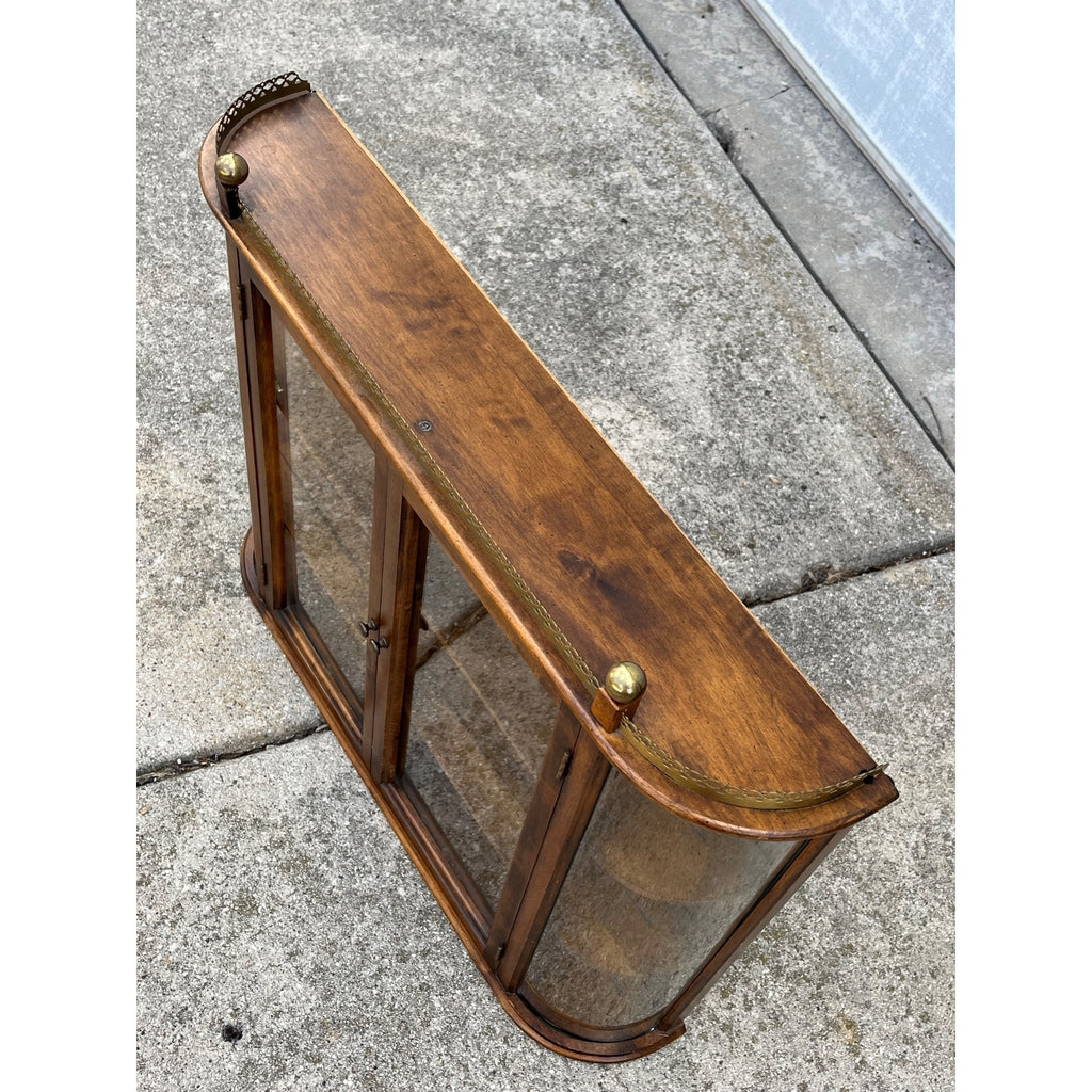 Vintage Curio Butler Wall Hanging Glass & Wood Cabinet Mid-Century MCM